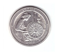 Moneda SUA 25 centi/quarter dollar 2019 P Massachusetts Lowell, stare foarte bun