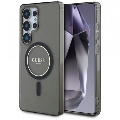 Husa MagSafe pentru Samsung Galaxy S25 Ultra S938, Guess, IML Glitter Circle, Neagra foto
