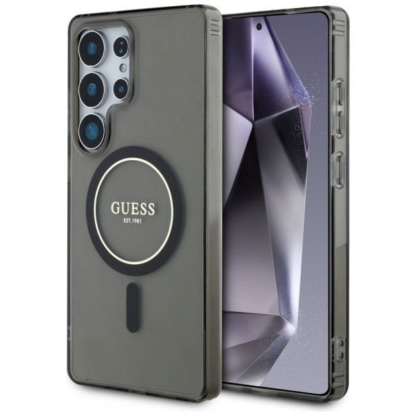 Husa MagSafe pentru Samsung Galaxy S25 Ultra S938, Guess, IML Glitter Circle, Neagra
