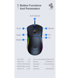 Mouse pentru jocuri cu iluminare LED, 7 butoane, DPI reglabil pana la 7200 DPI , design ergonomic, negru, Oem