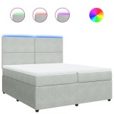 Cumpara ieftin Pat box spring cu saltea, gri deschis, 200x200 cm, catifea