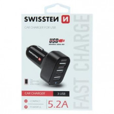 Incarcator Auto Swissten Cu 3 Porturi USB Negru foto