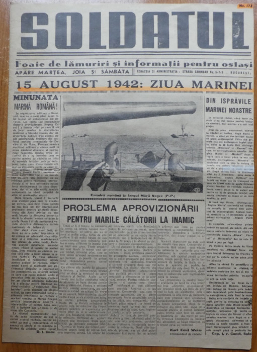 Soldatul, foaie de lamuriri si informatii pentru ostasi, 15.08.1942, Antonescu