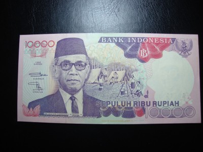 INDONEZIA 10.000 RUPII 1992/93 AUNC/UNC foto