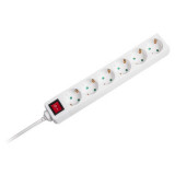 Prelungitor V-Tac, 6 prize, 1.5m, 3G1.5mm2, alb, cu intrerupator