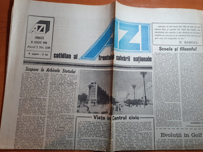 ziarul azi 18 august 1990-art viata in centrul civic