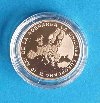 50 Bani 2017 Moneda Proof 10 ani de la aderarea la Uniunea Europeana - UE foto