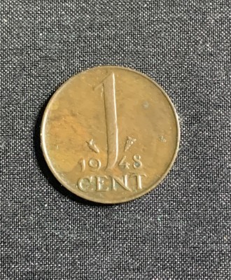 Moneda 1 cent 1948 Olanda foto