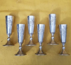 6 PAHARE MICI DIN ARGINT PENTRU VODCA-RUSIA SOVIETICĂ-KIEV-ANII 30-165 GRAME