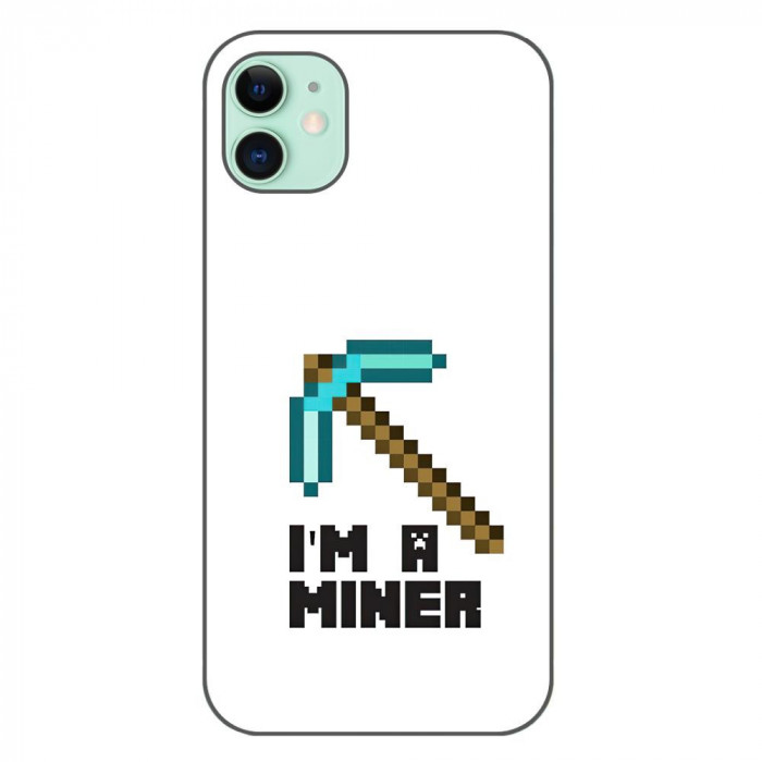 Husa compatibila cu Apple iPhone 11 Silicon Gel Tpu Model Minecraft Miner
