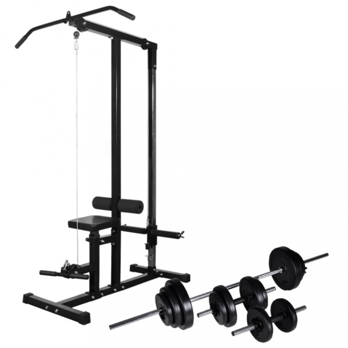 vidaXL Turn de forță cu set de haltere &amp; gantere 30,5 kg 275355