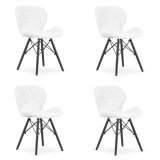 Set 4 scaune stil scandinav, Artool, Lago, piele ecologica, lemn, alb si negru, 47.5x52x74 cm