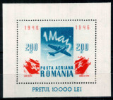 Romania 1946, LP 196, 1 Mai - Ziua Muncii, colita cu sarniera, MH*, Aviatie, Nestampilat