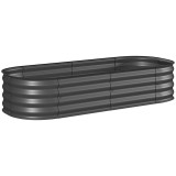 Outsunny Jardinieră &icirc;nălțată pătrat pat de grădină din oțel modulabil legume, plante, flori, dim. 150 x 62 x 30 cm gri | Aosom Romania