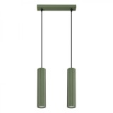 Lampă Suspendată Karbon Verde Măsliniu Aluminiu 2 Becuri Tub Minimalist De Interior