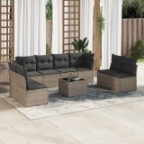 Gossi set canapele de gradina, 9 piese, cu perne, gri, poliratan