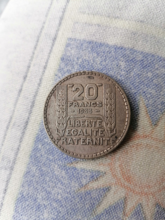 Franta. 20 francs 1933 Argint.