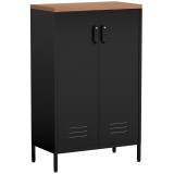 HOMCOM Bufet din Metal cu 2 Uși și Poliță Reglabilă, pentru Living/Birou, Negru | Aosom Romania