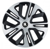 Set 4 Capace Roti Autohelix MSA&reg; potrivite jantelor de 15 inch, pentru Skoda Alb Negru, model Raven Mix