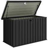 Outsunny Ladă de Depozitare Exterior 400L din Oțel Zincat, cu &Icirc;ncuietoare și 2 Chei, 124 x 66 x 72 cm, Negru | Aosom Romania