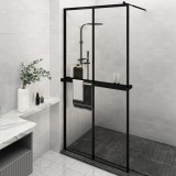 VidaXL Paravan duș walk-in cu raft negru 118x195cm sticlă ESG/aluminiu