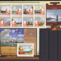 Guineea 2009 pictura Boudin MI 6951-6958 + bl.1758 MNH