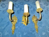 5510-Aplice electrice vechi Franta 3 bucati in bronz: 2 pereche+1 asemanatoare.