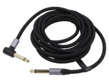 Cablu Jack 6,35mm cu conector unghiular, 3m, negru