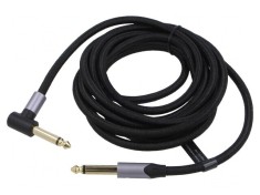 Cablu Jack 6,35mm cu conector unghiular, 3m, negru foto