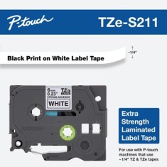 Banda laminata Original Brother Black on White TZES211 pentru E105|E110|H100|H101|H105|H110|H111|P300|128|200|1000|1010|1090|110