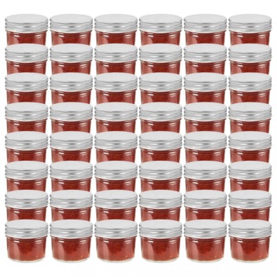 vidaXL Borcane din sticlă pentru gem, capac argintiu, 48 buc, 110 ml 50793 foto