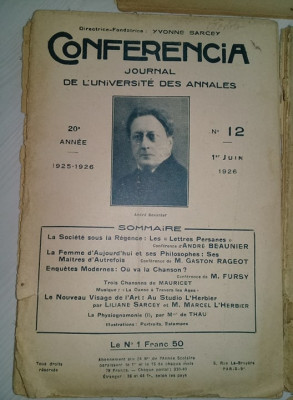 5 reviste in jurul anilor 1920 Conferencia journal de l&amp;#039;universite des annales foto
