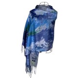 Fular dama NOR, negru/verde 170x70
