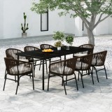 VidaXL Set de mobilier pentru grădină, 9 piese, maro