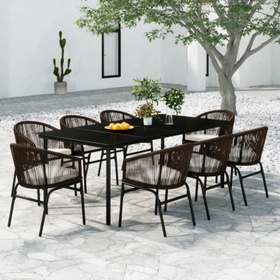 vidaXL Set de mobilier pentru grădină, 9 piese, maro foto
