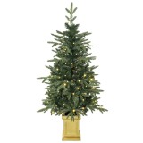 HOMCOM Brad artificial de Crăciun, 120 cm, brad cu 110 LED-uri, 147 v&acirc;rfuri, 2 culori de iluminare, telecomandă | Aosom Romania