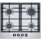 Plita incorporabila pe gaz PCP6A5B90, 4 arzatoare, suporturi din fonta, aprindere electrica, inox