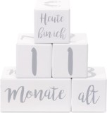 Set 5 Blocuri de varsta Navaris pentru bebelusi, limba Germana, Gri deschis, 52325.01