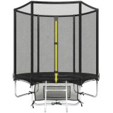 SPORTNOW Trambulină Exterior &Oslash;183 cm Trambulină pentru Copii +6 Ani Adulți cu Plasă de Siguranță Scară cu 2 Trepte Negru | Aosom Romania