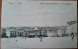 Carte postala, Zalau, parte din Piata principala, 1929