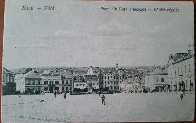 Carte postala, Zalau, parte din Piata principala, 1929 foto