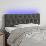 VidaXL Tăblie de pat cu LED, gri &icirc;nchis, 90x7x78/88 cm, catifea