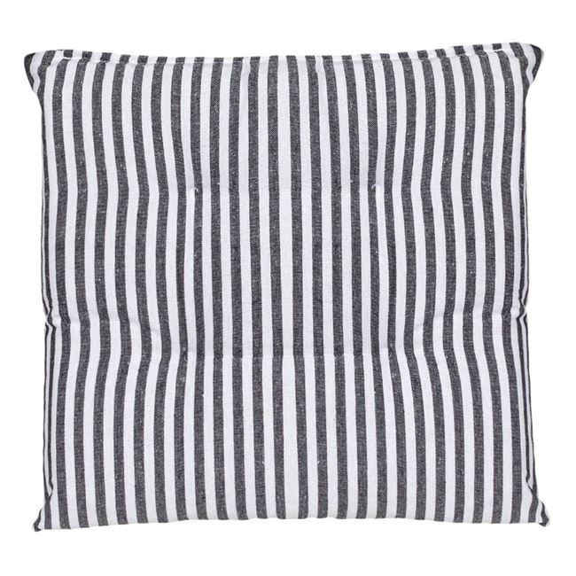 Perna cu dungi, alb cu gri, pentru scaun, cu doua fete, 38x38x4 cm, patrata