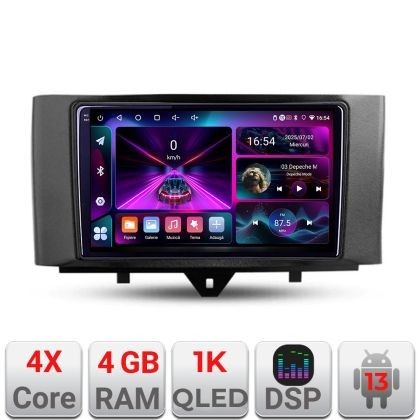 Navigatie Smart For Two 2010-2015 A-Smart10 4+64 InCell Display 1K Android Waze USB Navigatie Internet Youtube Radio CarStore Technology