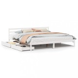 Cumpara ieftin Cadru de pat fara saltea, alb, 200x200 cm, lemn masiv pin
