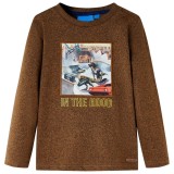 Tricou de copii cu m&acirc;neci lungi, coniac melanj, 104