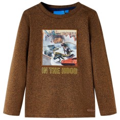 Tricou de copii cu m&acirc;neci lungi, coniac melanj, 104