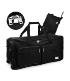 Geanta Voiaj Troler 85L Negru, Roti, Lacat, Maner Telescopic, Poliester 70x36x34cm
