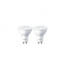 Pachet 2 becuri LED Philips, GU10, 4.7W (50W), 380 lm, 2700K ,clasa e F