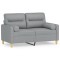 Canapea cu 2 locuri cu pernute, gri deschis, 120 cm, textil